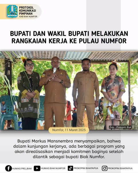 Kunjungan kerja perdana setelah dilantik menjadi bupati dan wakil bupati Biak Numfor periode 2025 - 2030.